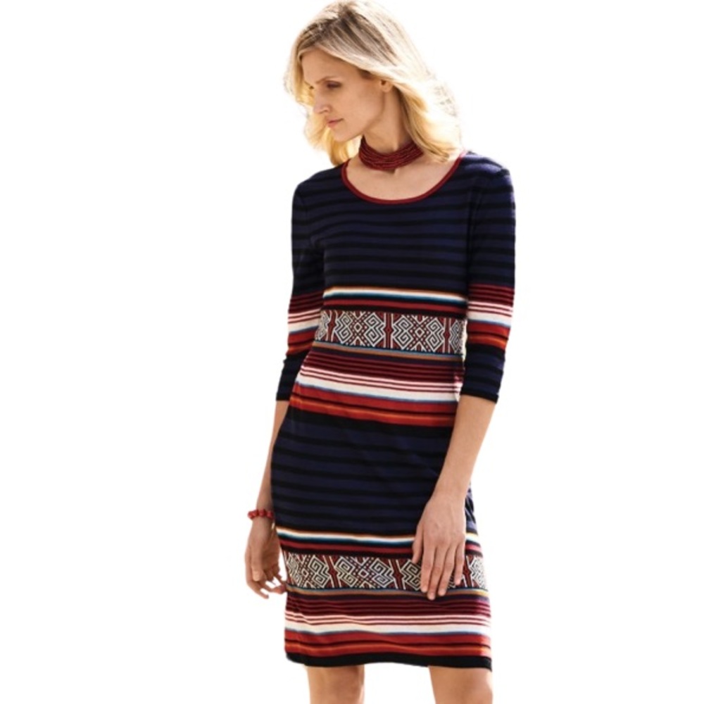 Peruvian Connection Stripped Dress Size (L)